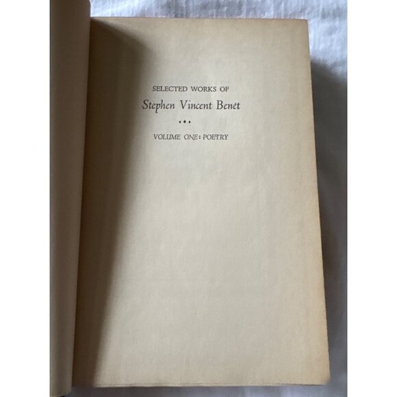 Selected Works Of Stephen Vincent Benet Volume One Poetry 1942 Hardcover Farrar - Picture 5 of 9